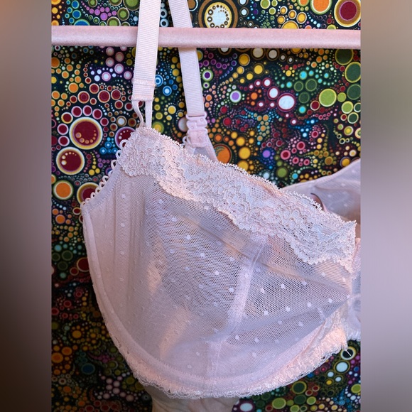 -Dobreva lace balconette bra unlined sheer push up bra 36E light pink pastel - Picture 5 of 16